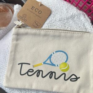Love of Fashion Cream Tennis Print Pouch